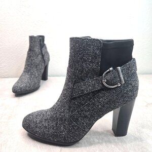 Kelly & Katie Ankle Booties Gray Dressy High Heeled Comfort Buckle Moto Boots